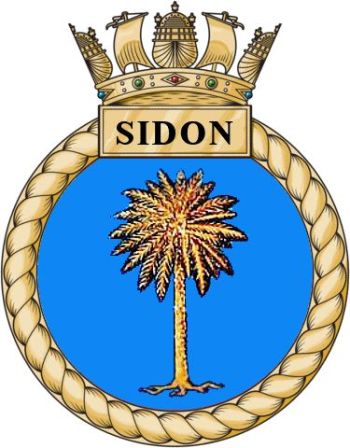 Coat of arms (crest) of the HMS Sidon, Royal Navy