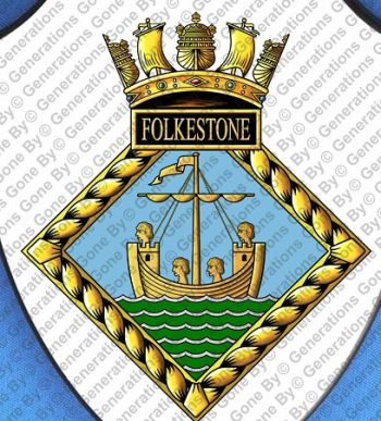 Coat of arms (crest) of the HMS Folkestone, Royal Navy
