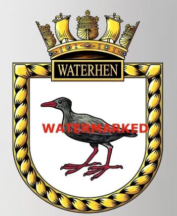 Coat of arms (crest) of the HMS Waterhen, Royal Navy