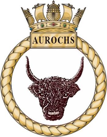 Coat of arms (crest) of the HMS Aurochs, Royal Navy