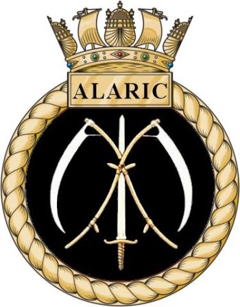 Coat of arms (crest) of the HMS Alaric, Royal Navy