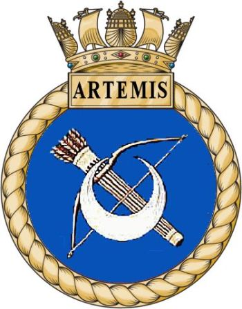 Coat of arms (crest) of the HMS Artemis, Royal Navy