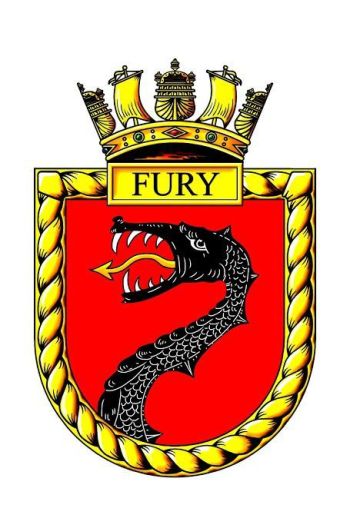 Coat of arms (crest) of the HMS Fury, Royal Navy