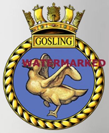 Coat of arms (crest) of the HMS Gosling, Royal Navy