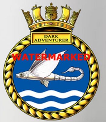 Coat of arms (crest) of the HMS Dark Adventurer, Royal Navy