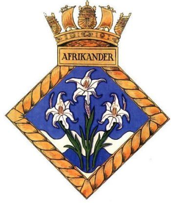 Coat of arms (crest) of the HMS Afrikander, Royal Navy