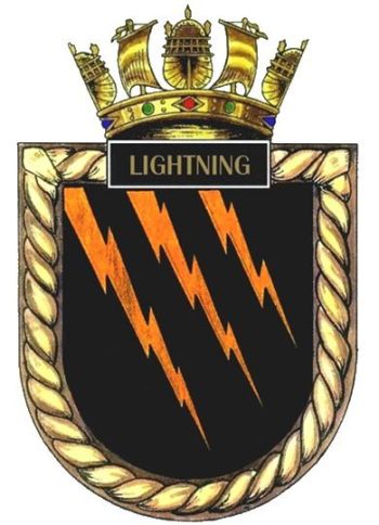 Coat of arms (crest) of the HMS Lightning, Royal Navy