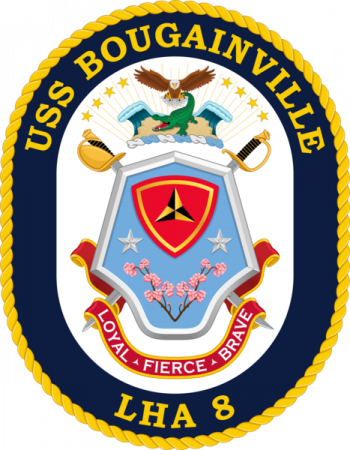 Coat of arms (crest) of the Amphibious Assault Ship USS Bougainville (LHA-8)