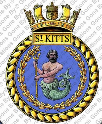 Coat of arms (crest) of the HMS St Kitts, Royal Navy