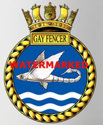 Coat of arms (crest) of the HMS Gay Fencer, Royal Navy