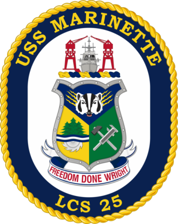 Coat of arms (crest) of the Littoral Combat Ship USS Marinette (LCS-25)