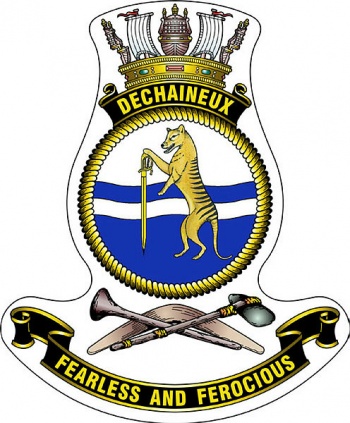 Coat of arms (crest) of the HMAS Dechaineux, Royal Australian Navy