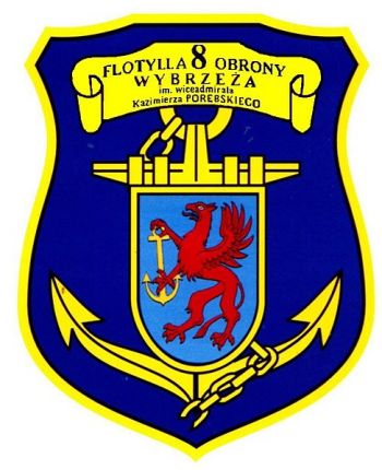 Coat of arms (crest) of the 8th Coastal Defence Flotilla Named after Vice Admiral Kazimierz Porebskiego, Polish Navy