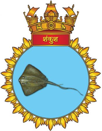 Coat of arms (crest) of the INS Shankush, Indian Navy