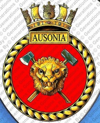 Coat of arms (crest) of the HMS Ausonia, Royal Navy