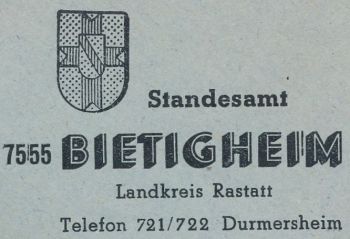 Wappen von Bietigheim (Rastatt)