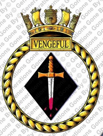 Coat of arms (crest) of the HMS Vengeful, Royal Navy