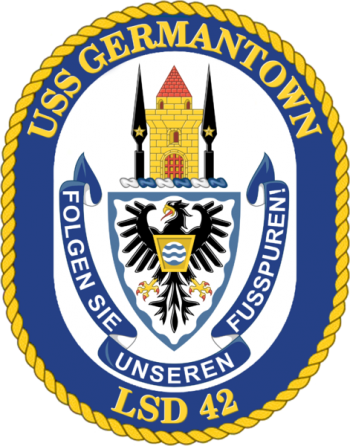 Coat of arms (crest) of the Dock Landing Ship USS Germantown (LSD-42)