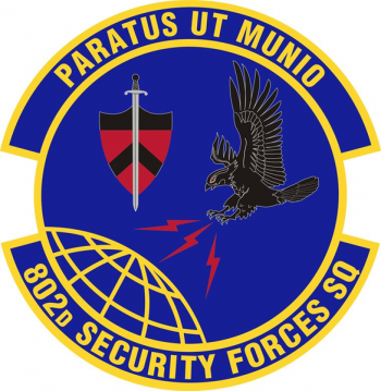 Coat of arms (crest) of the 802nd Security Forces Squadron, US Air Force