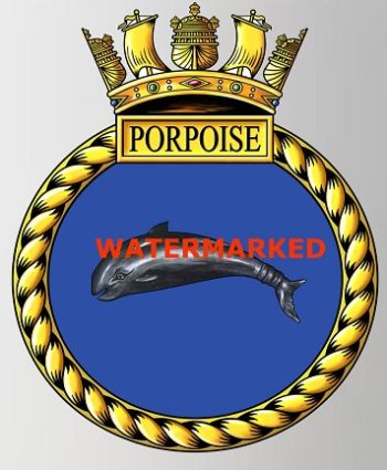Coat of arms (crest) of the HMS Porpoise, Royal Navy