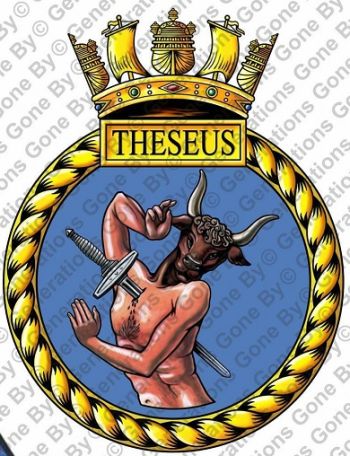 Coat of arms (crest) of the HMS Theseus, Royal Navy