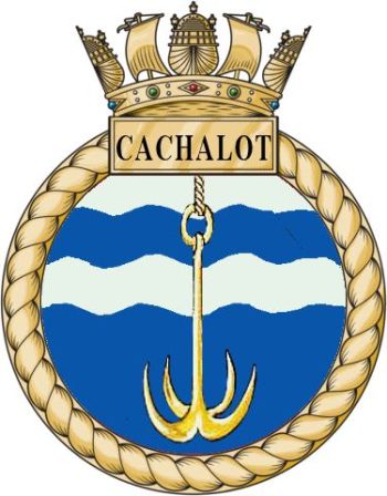 Coat of arms (crest) of the HMS Cachalot, Royal Navy