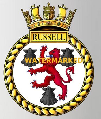 Coat of arms (crest) of the HMS Russell, Royal Navy