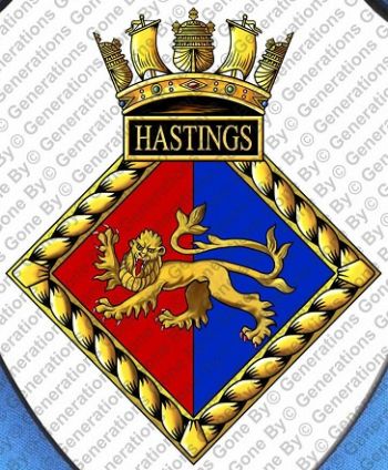 Coat of arms (crest) of the HMS Hastings, Royal Navy