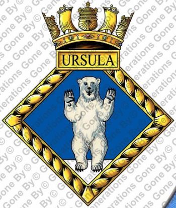 Coat of arms (crest) of the HMS Ursula, Royal Navy