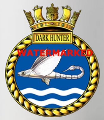 Coat of arms (crest) of the HMS Dark Hunter, Royal Navy