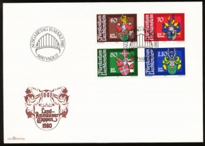 Coat of arms (crest) of Liechtenstein (stamps)