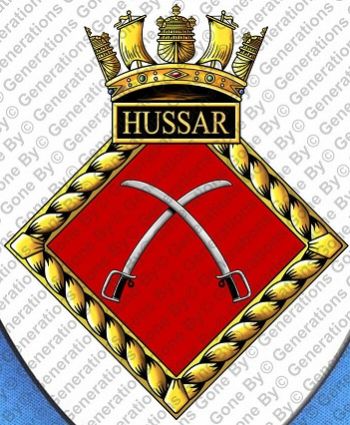 Coat of arms (crest) of the HMS Hussar, Royal Navy