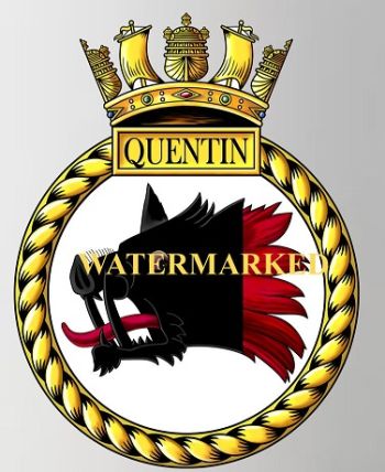 Coat of arms (crest) of the HMS Quentin, Royal Navy