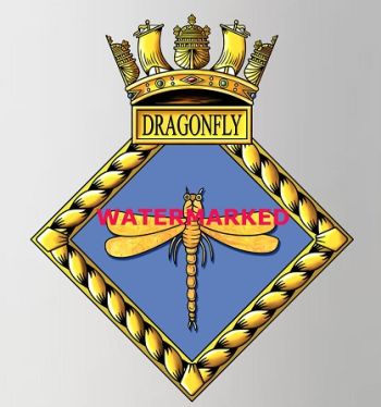 Coat of arms (crest) of the HMS Dragonfly, Royal Navy
