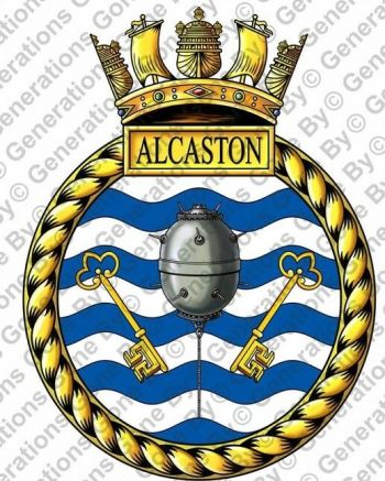 Coat of arms (crest) of the HMS Alcaston, Royal Navy