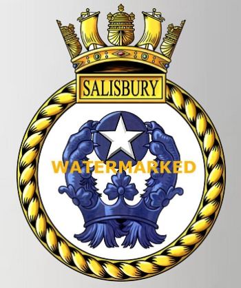 Coat of arms (crest) of the HMS Salisbury, Royal Navy