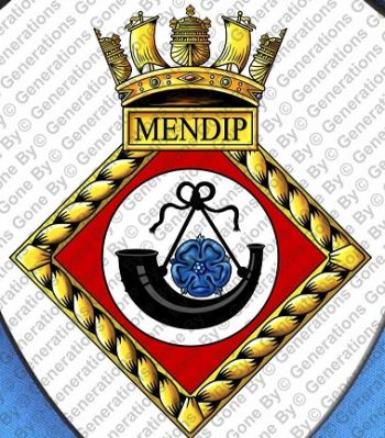 Coat of arms (crest) of the HMS Mendip, Royal Navy