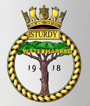 Coat of arms (crest) of the HMS Sturdy, Royal Navy
