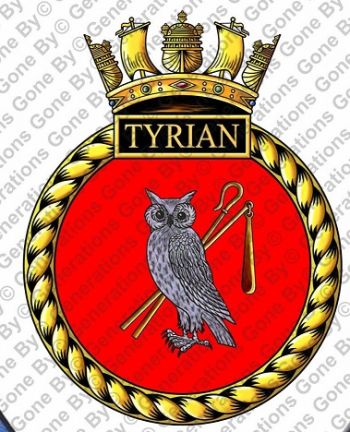 Coat of arms (crest) of the HMS Tyrian, Royal Navy