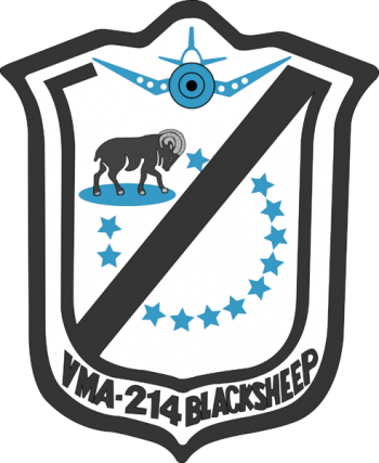 Coat of arms (crest) of the Marine Attack Squadron (VMA) 214 Blacksheep, USMC