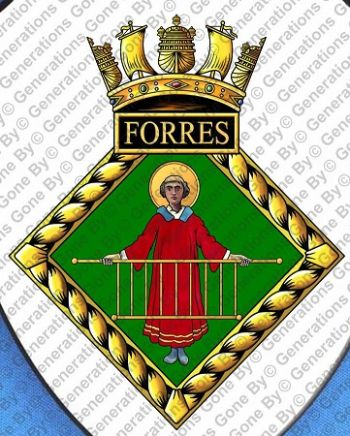 Coat of arms (crest) of the HMS Forres, Royal Navy