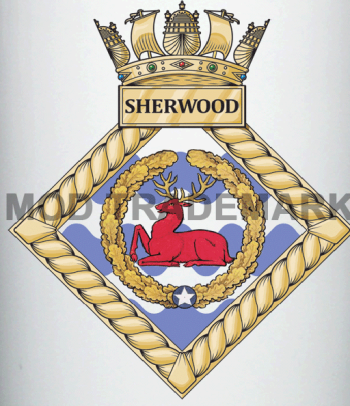 Coat of arms (crest) of the HMS Sherwood, Royal Navy