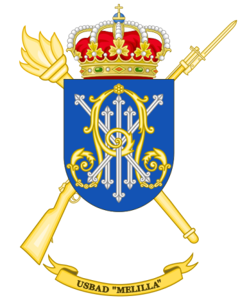 Coat of arms (crest) of the Discontinuous Base Services Unit Melilla, Spanish Army