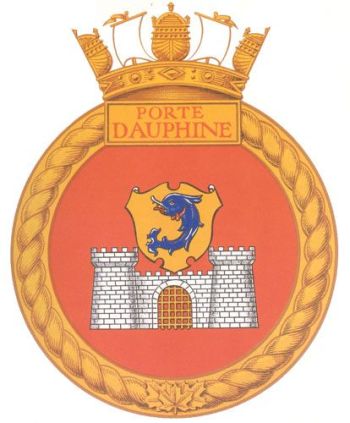 Coat of arms (crest) of the HMCS Porte Dauphine, Royal Canadian Navy