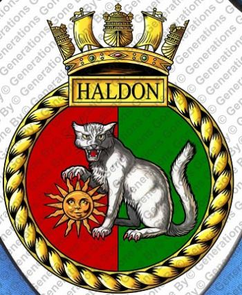 Coat of arms (crest) of the HMS Haldon, Royal Navy