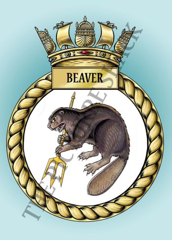 Coat of arms (crest) of the HMS Beaver, Royal Navy