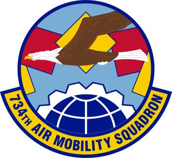 Coat of arms (crest) of the 734th Air Mobility Squadron, US Air Force