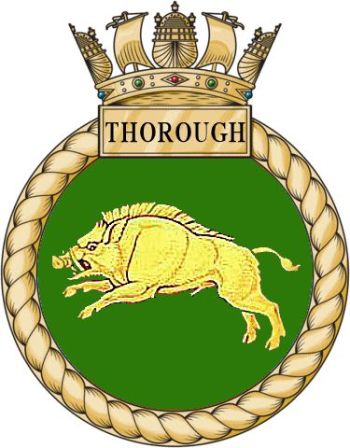 Coat of arms (crest) of the HMS Thorough, Royal Navy