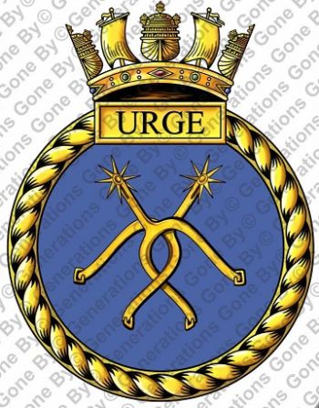 Coat of arms (crest) of the HMS Urge, Royal Navy