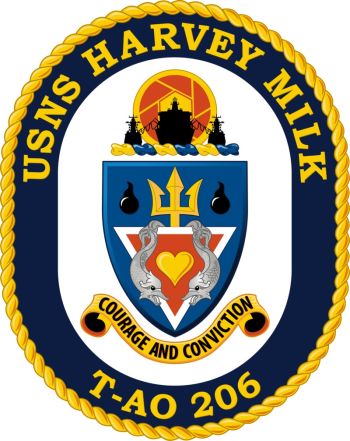 Coat of arms (crest) of the Fleet Replenishment Oiler USNS Harvey Milk (T-AO-206)